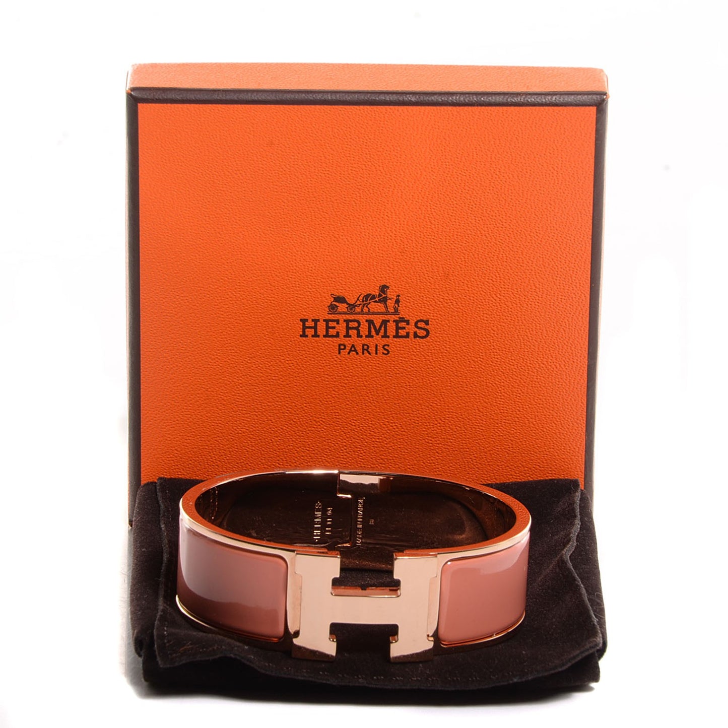 Enamel Wide Clic Clac H Bracelet GM Rose Saumon