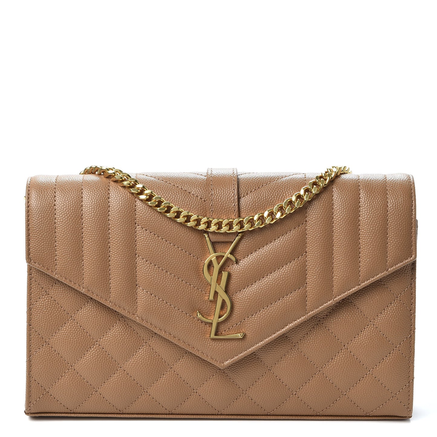 Grain De Poudre Mixed Matelasse Triquilt Monogram Chain Wallet Dune