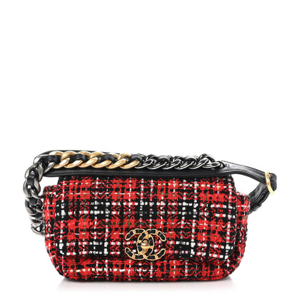 Chanel Tweed Quilted Chanel 19 Waist Bag Red Black Multicolor 1 of 10