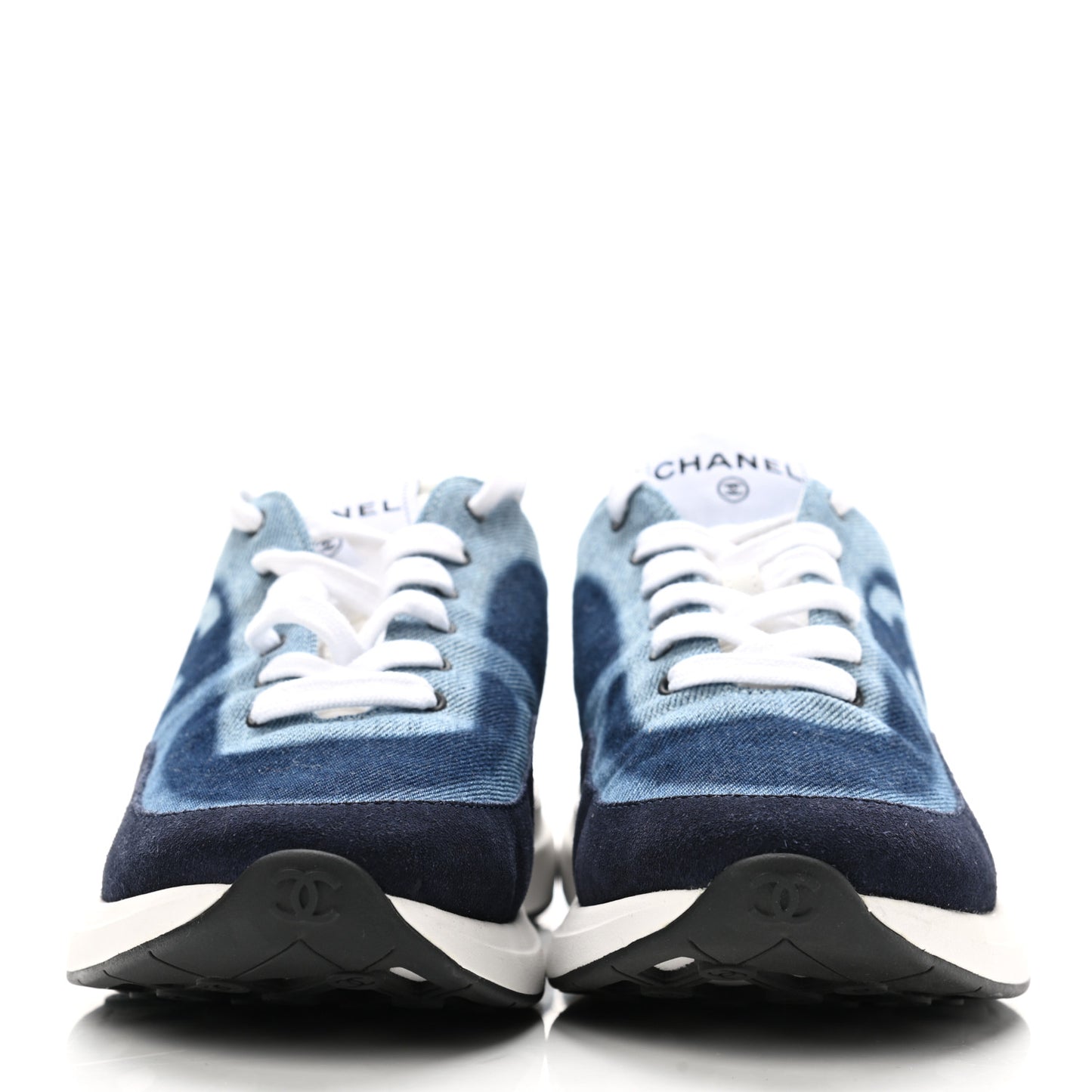 Denim Suede Calfskin Womens CC Sneakers 40 Dark Blue
