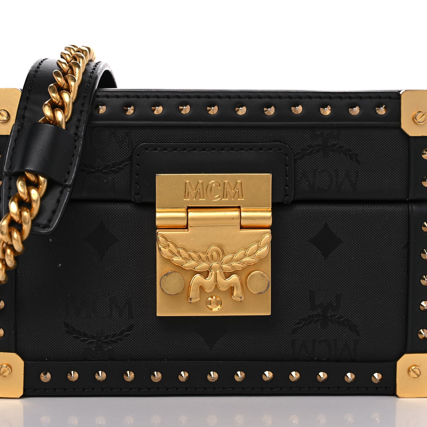 MCM Monogram Coated Canvas Berlin Mini Shoulder Bag Black 7 of 9