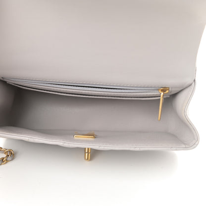 Chanel Lambskin Quilted Mini Top Handle Rectangular Flap Grey 5 of 12