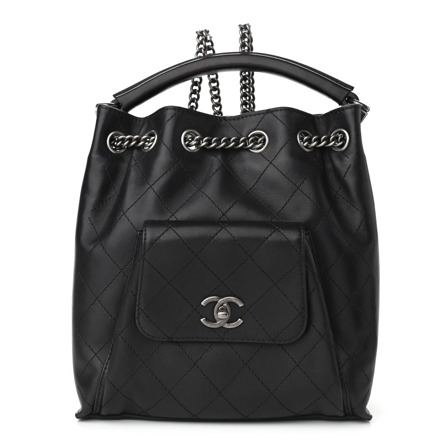 Chanel Calfskin Stitched Medium Urban Luxury Drawstring Backpack Black 1 of 9