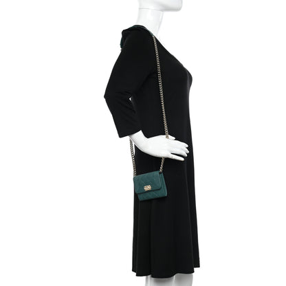Chanel Caviar Quilted Boy Card Holder On Chain Green 2 of 8