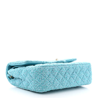 Chanel Tweed Quilted Medium Double Flap Blue 4 of 11