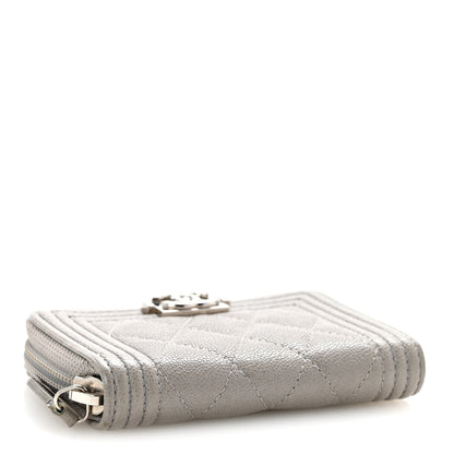 Chanel Caviar Quilted Boy Zip Around Coin Purse Wallet Grey 4 of 8