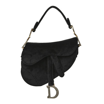 Christian Dior Velvet Crystal Mini Saddle Bag Black 1 of 5