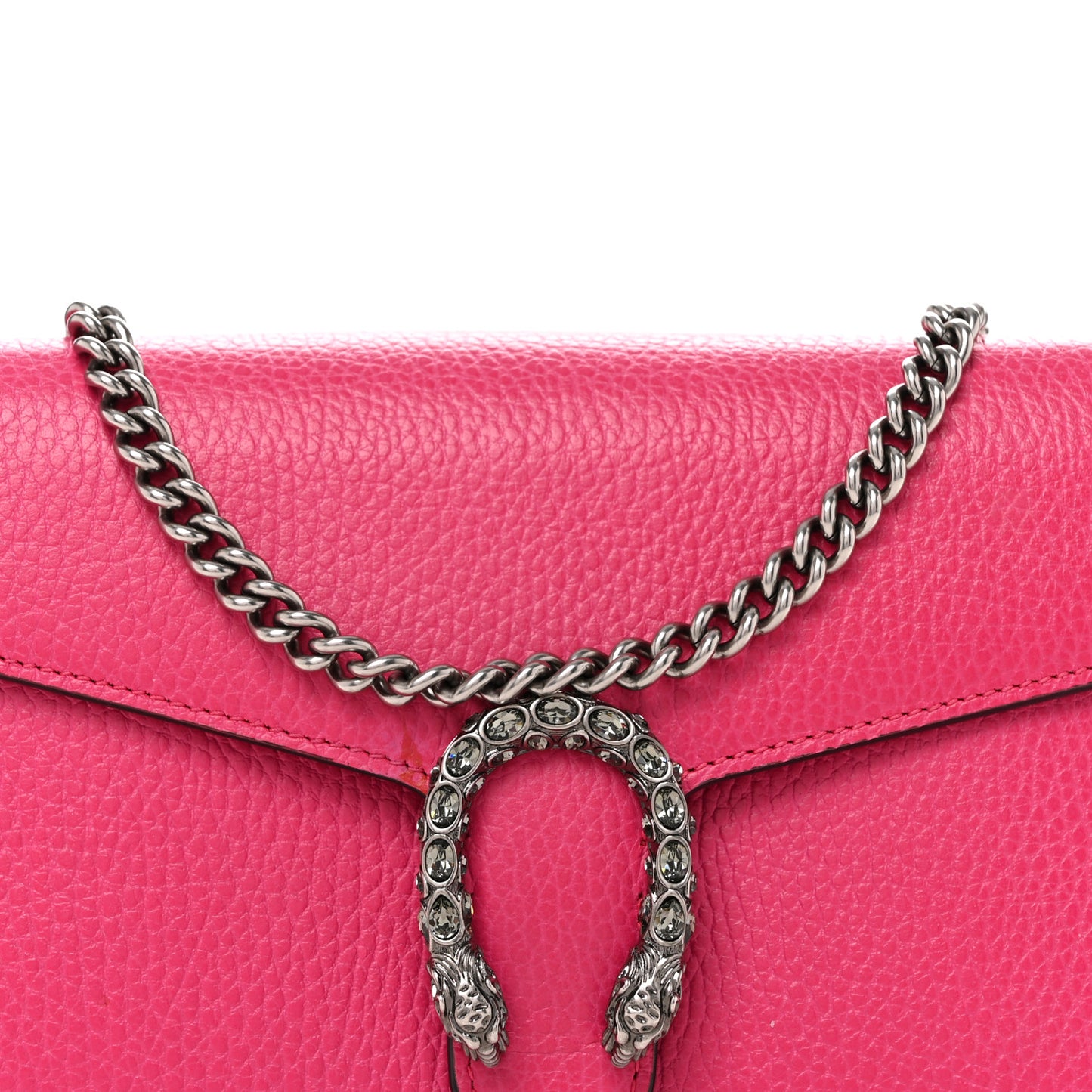 Dollar Calfskin Crystal Mini Dionysus Chain Wallet Box Pink
