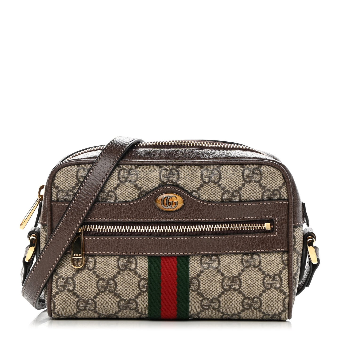 GG Supreme Monogram Web Mini Ophidia Shoulder Bag Brown