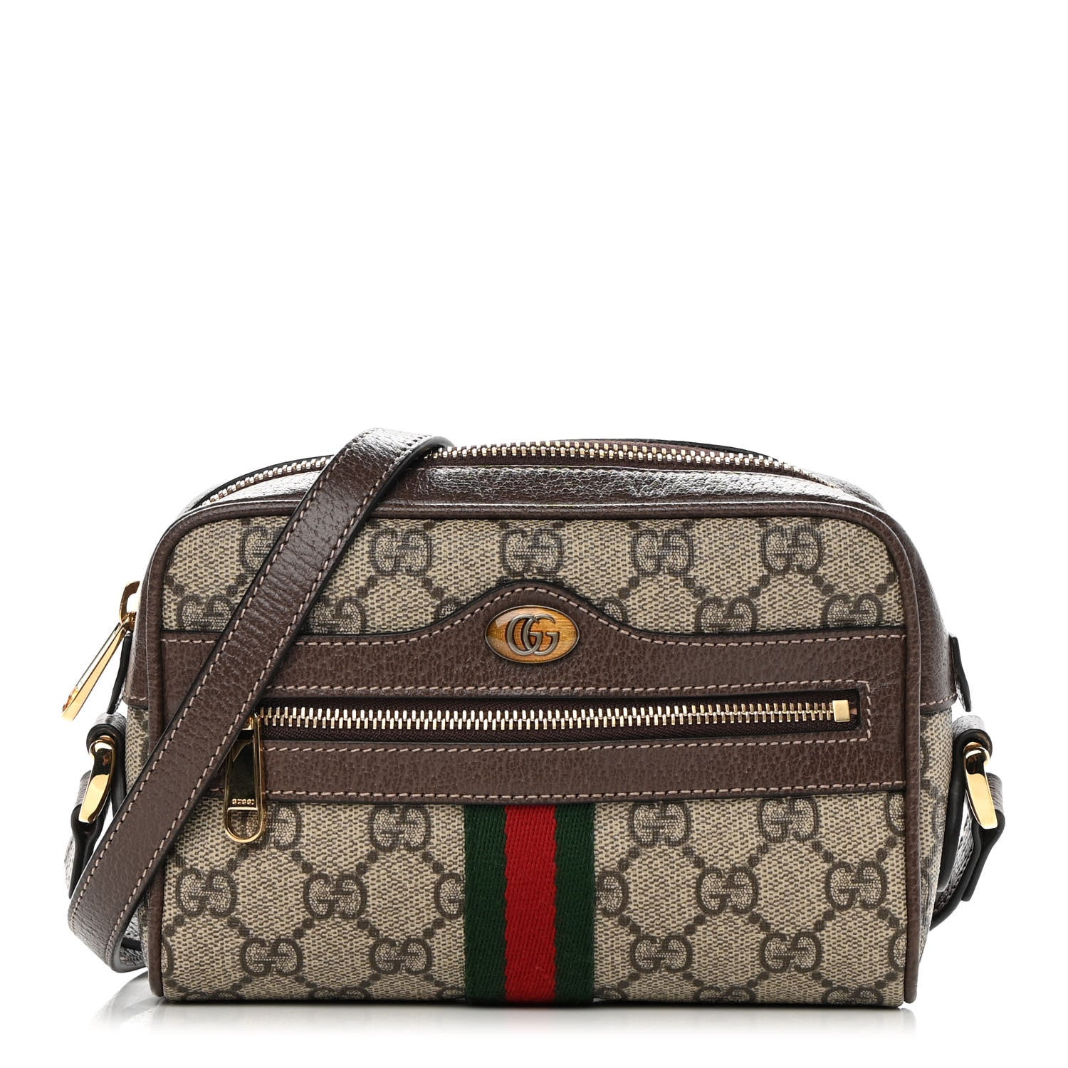 Gucci GG Supreme Monogram Web Mini Ophidia Shoulder Bag Brown 1 of 14