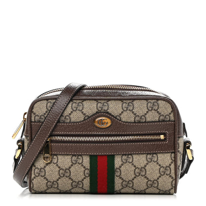 Gucci GG Supreme Monogram Web Mini Ophidia Shoulder Bag Brown 1 of 14