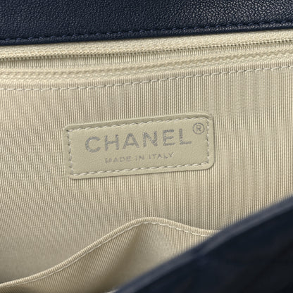 Chanel Washed Lambskin Quilted Chain Around Maxi Flap Dark Navy Blue 6 of 9