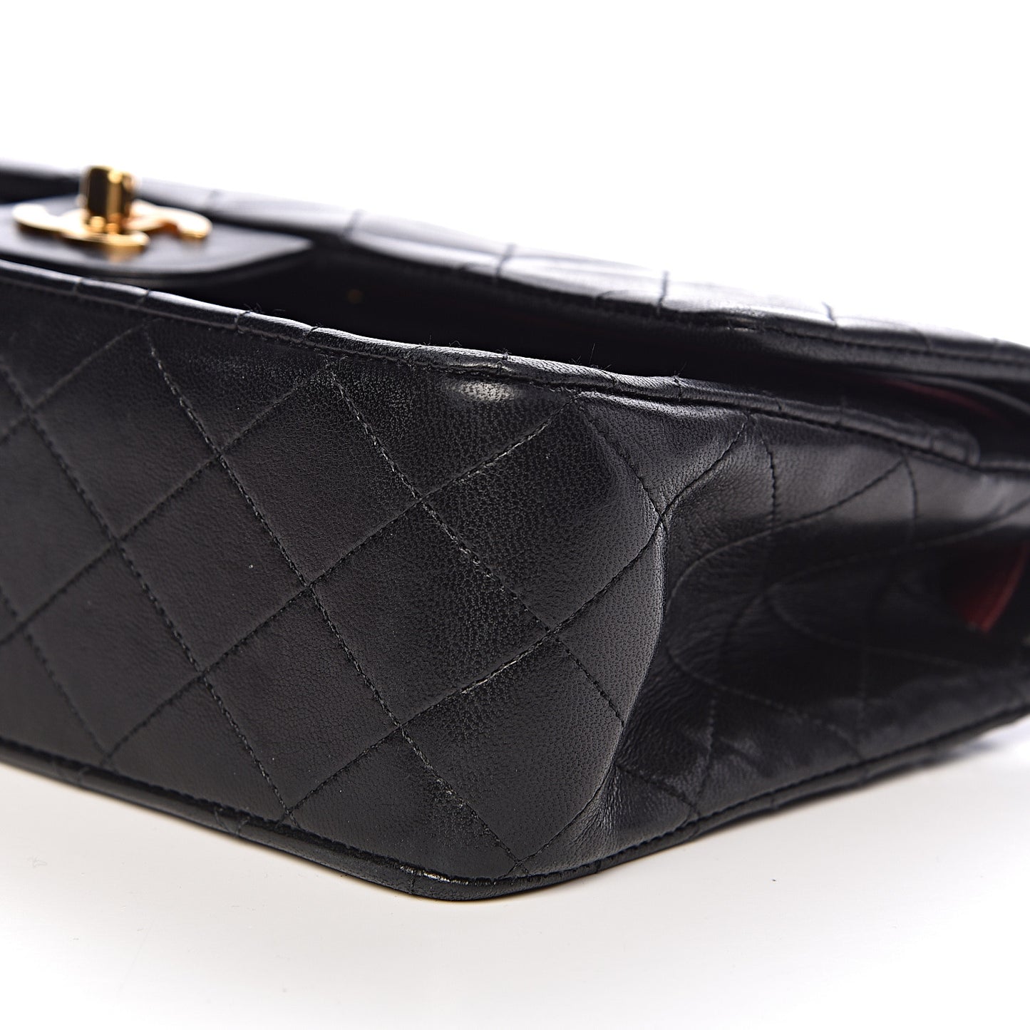 Lambskin Quilted Medium Double Flap Black