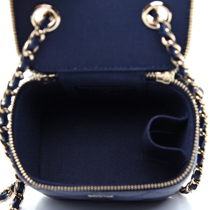 Chanel Caviar Quilted Mini Vanity Case With Chain Navy Blue 5 of 11