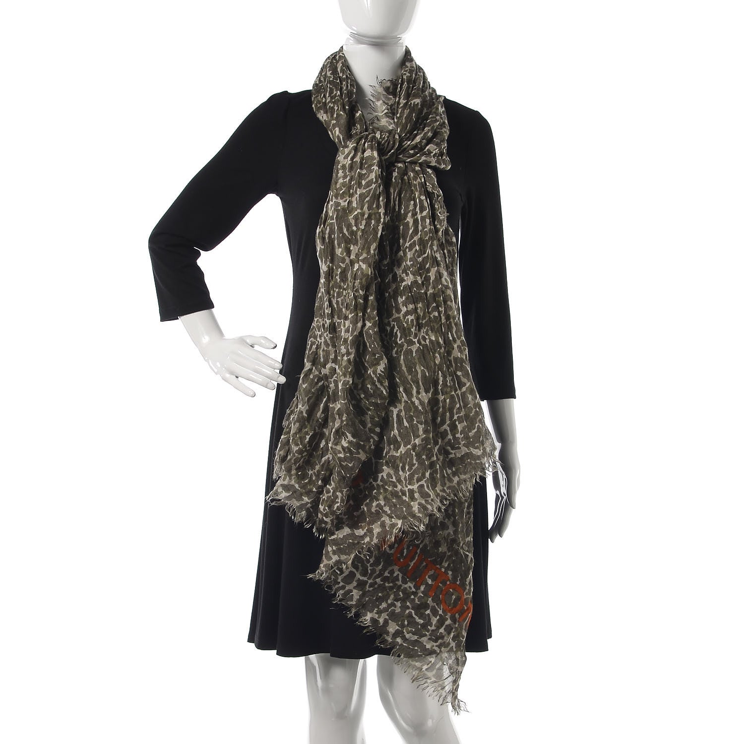 Louis Vuitton Cashmere Silk Leopard Stole Green 2 of 4