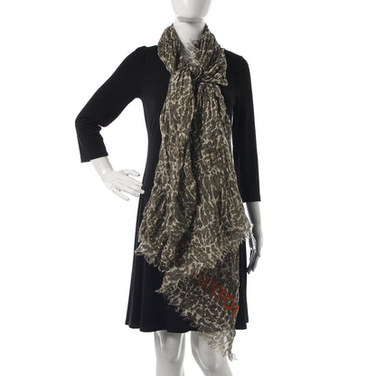 Louis Vuitton Cashmere Silk Leopard Stole Green 2 of 4