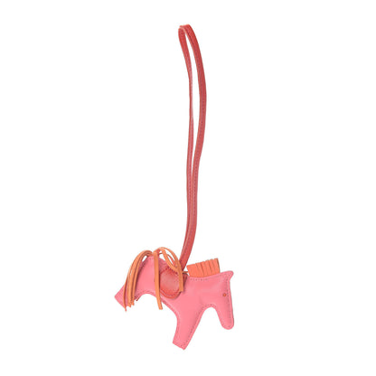 Hermes Milo Lambskin Grigri Rodeo Bag Charm PM Rose Azalee Orange Poppy Rouge Indien 1 of 3