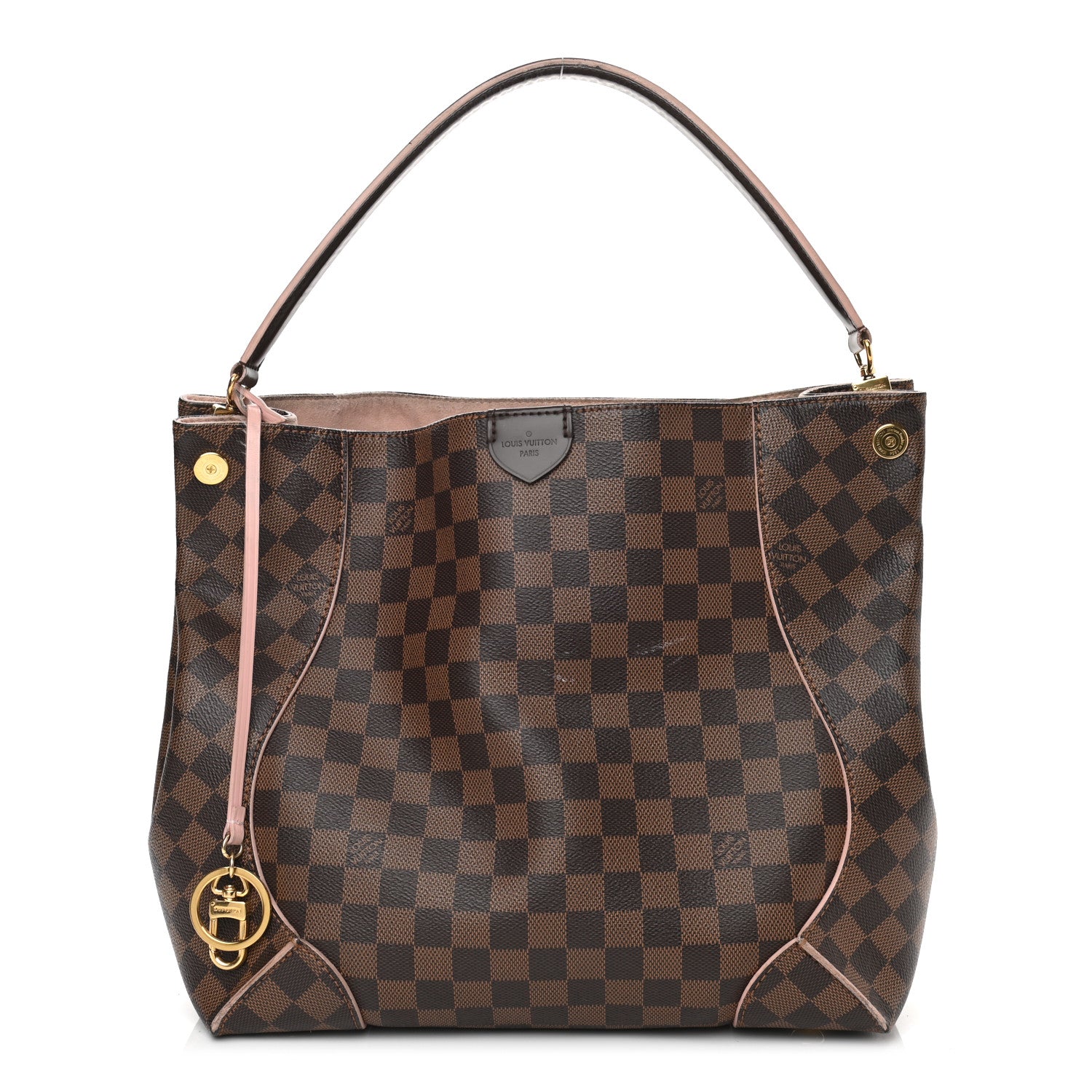 Louis Vuitton Damier Ebene Caissa Hobo Rose Ballerine 1 of 13