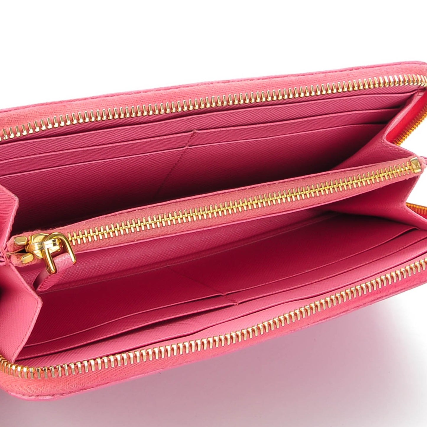 Saffiano Metal Zip Around Wallet Geranio