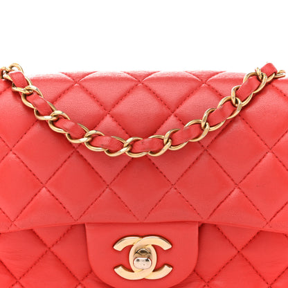 Chanel Lambskin Quilted Mini Rectangular Flap Coral 8 of 17