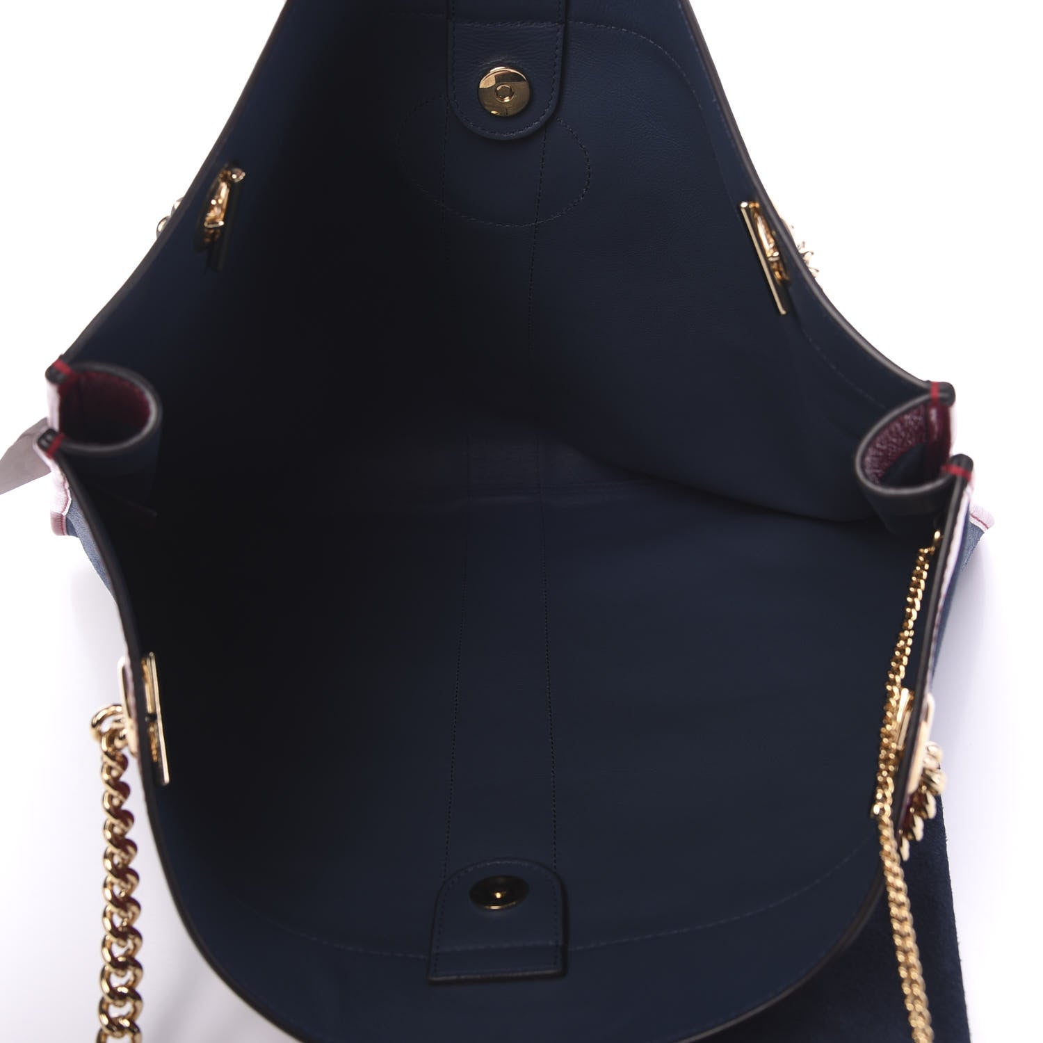 Gucci Suede Calfskin Large Rajah Chain Tote New Blue Romantic Cherry 5 of 12