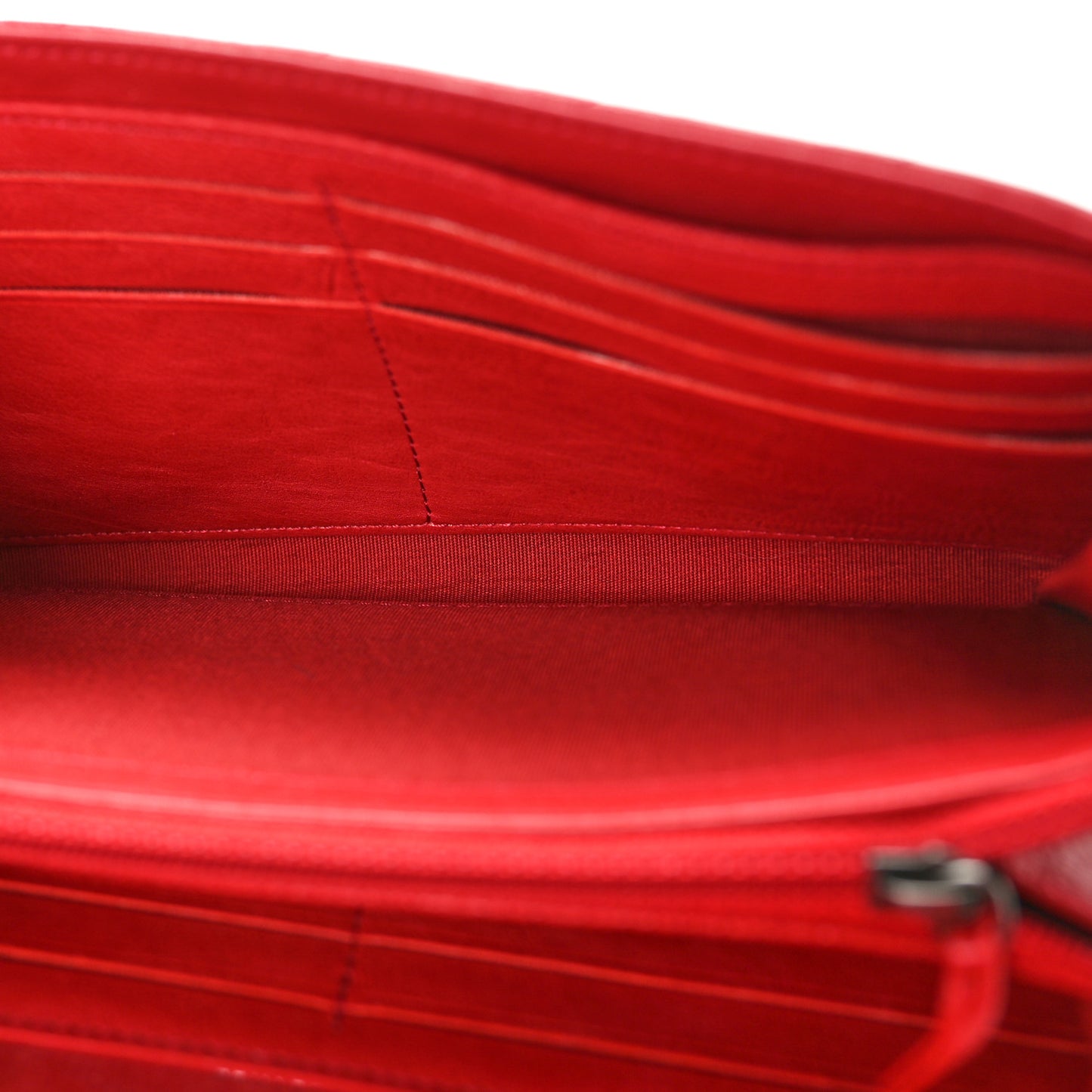 Calfskin Quilted Boy Chain Around Flap Wallet Red