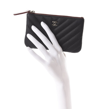 Chanel Caviar Chevron Quilted Small Cosmetic Case Black 2 of 11