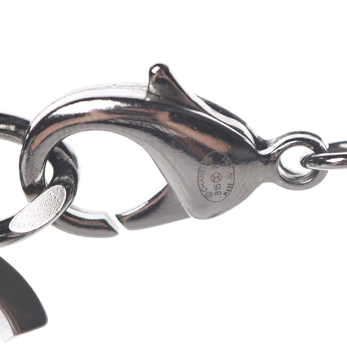 Oversized Chain Logo Necklace Ruthenium