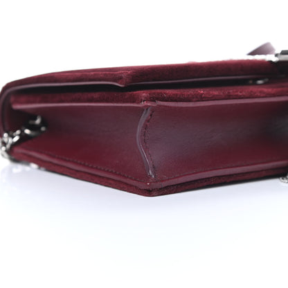 Saint Laurent Velvet Crystal Monogram Kate Tassel Shoulder Bag Burgundy 9 of 14