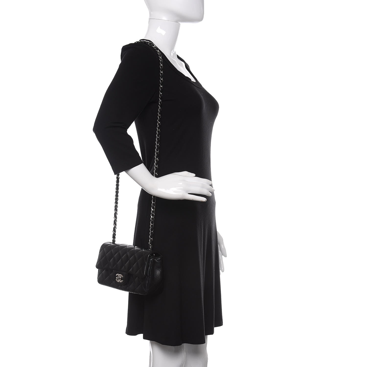 Chanel Lambskin Quilted Mini Rectangular Flap Black 2 of 11