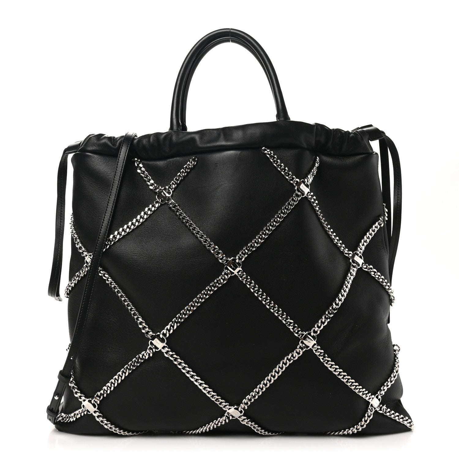 Salvatore Ferragamo Nappa Chain Drawstring Shoulder Bag Black 1 of 9
