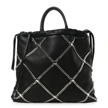 Salvatore Ferragamo Nappa Chain Drawstring Shoulder Bag Black 1 of 9