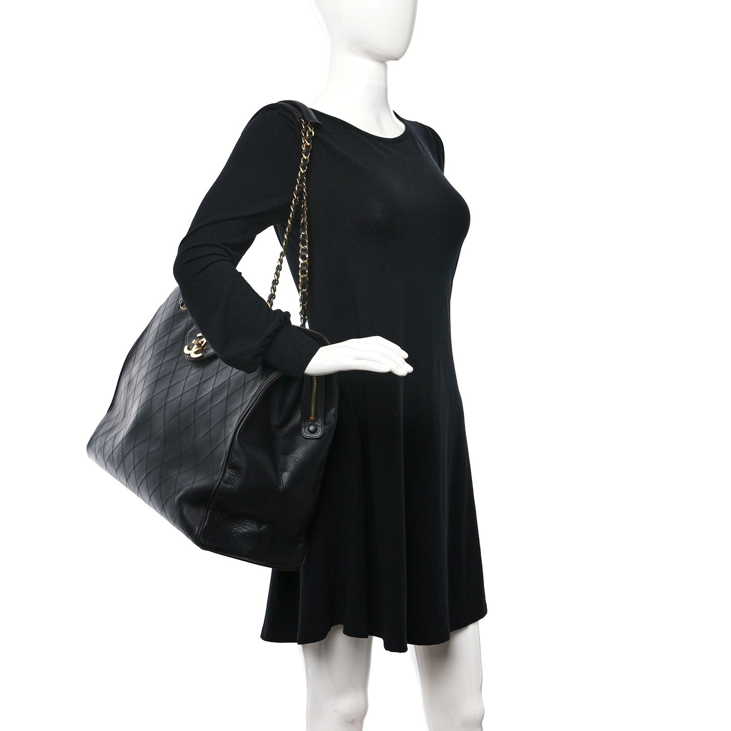 Calfskin Stitched XL Weekender Black
