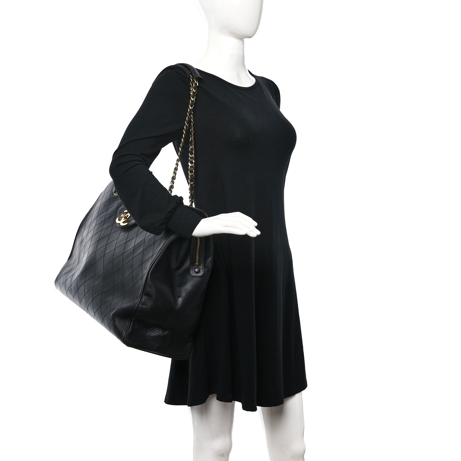 Chanel Calfskin Stitched XL Weekender Black 2 of 18