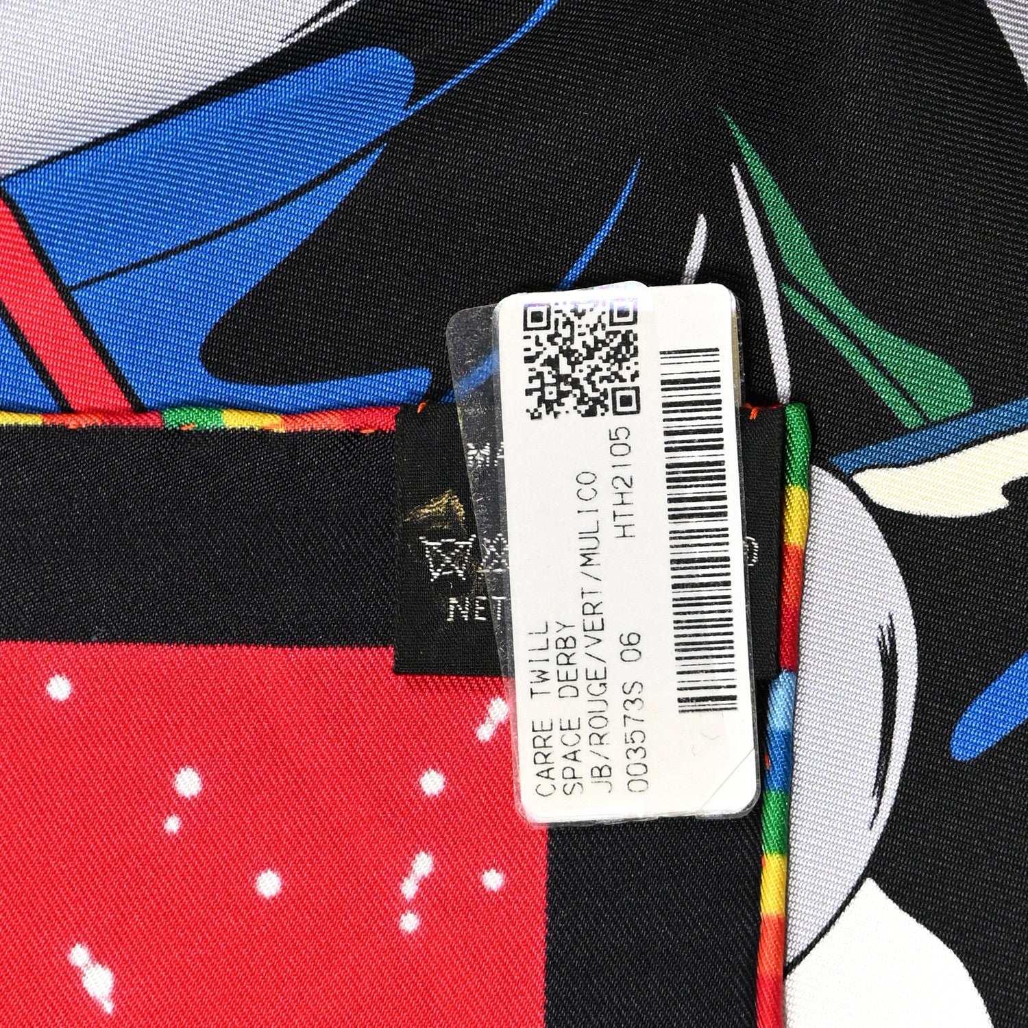 Hermes Silk Space Derby Scarf 90 Rouge Vert Multicolor 5 of 5
