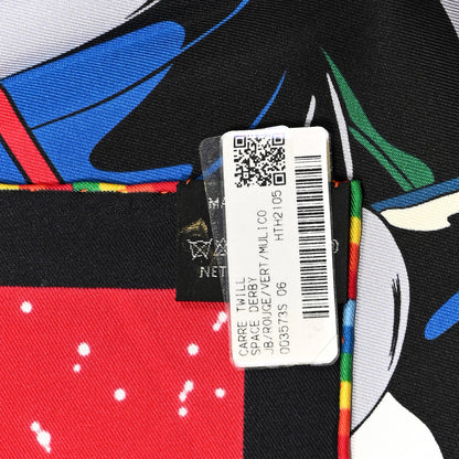 Hermes Silk Space Derby Scarf 90 Rouge Vert Multicolor 5 of 5