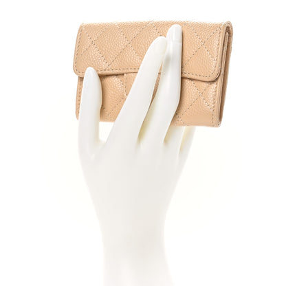 Chanel Caviar Quilted Flap Card Holder Wallet Beige 2 of 10