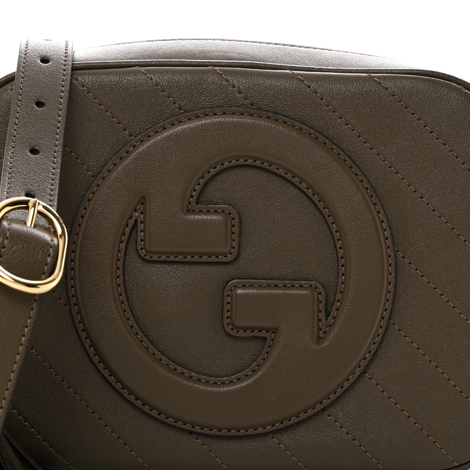 Gucci Sakai Be Green Calfskin Diagonal Stitched Small Blondie Shoulder Bag Craclet Brown 8 of 10