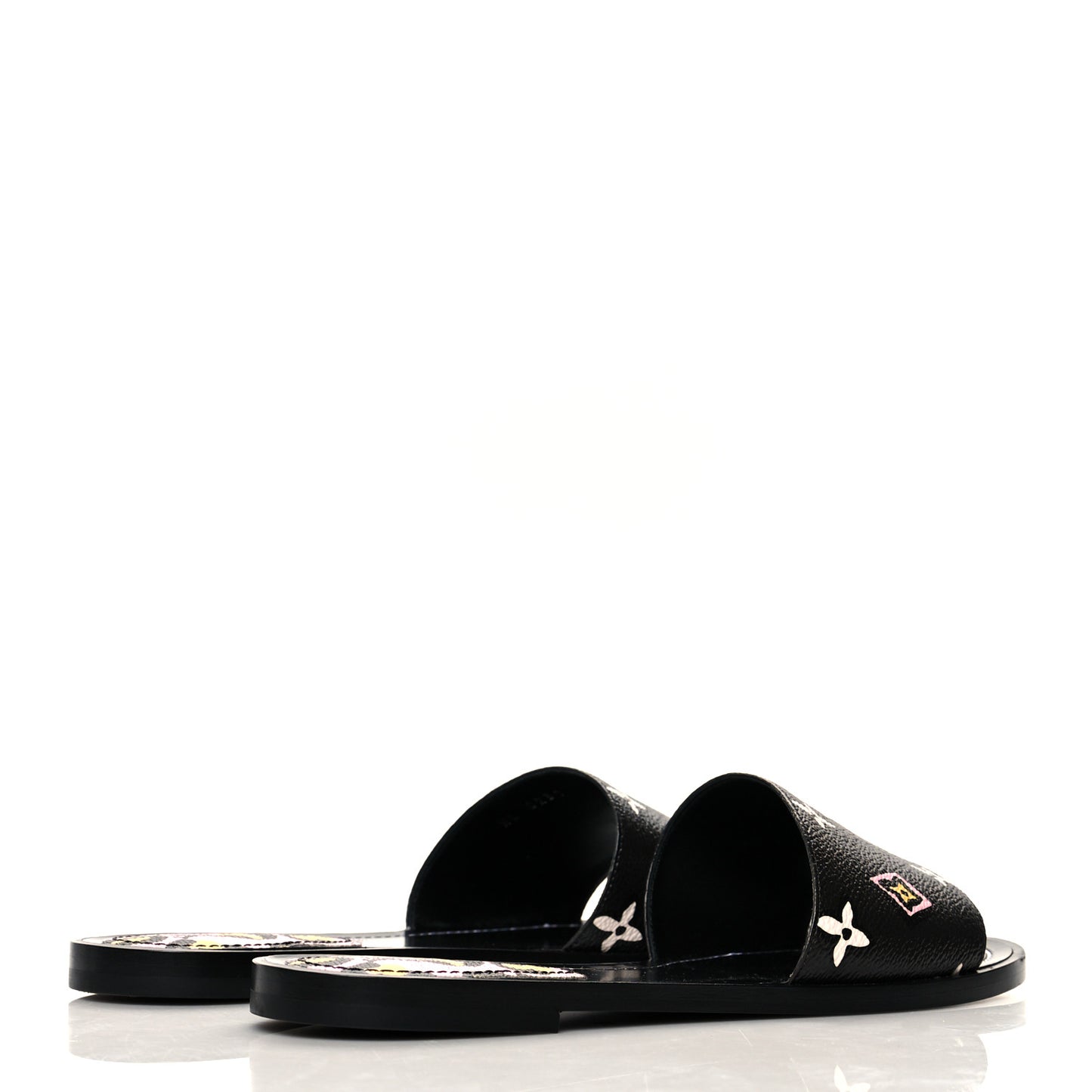 Monogram Wild At Heart Lock It Flat Mule 38 Black