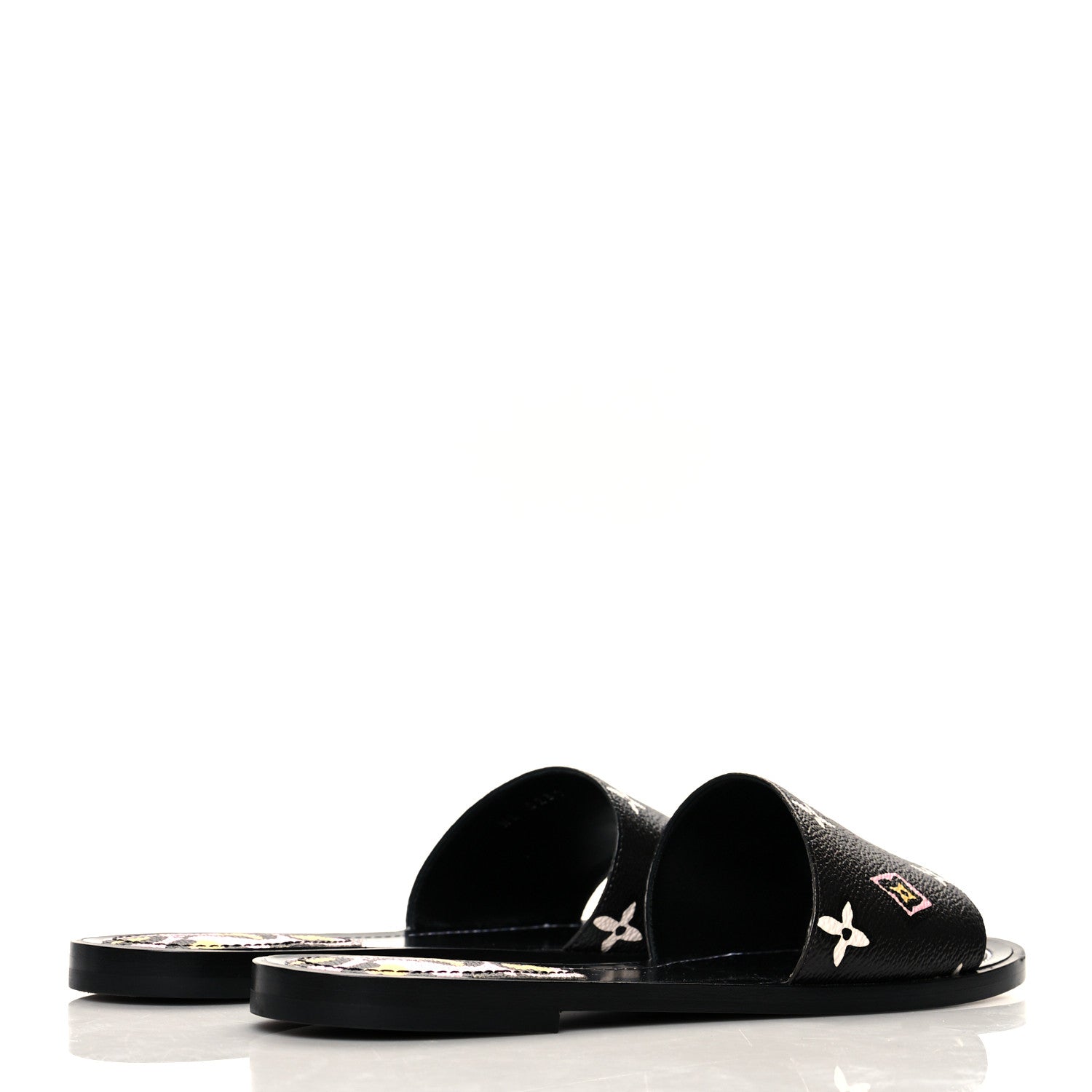 Louis Vuitton Monogram Wild At Heart Lock It Flat Mule 38 Black 4 of 9