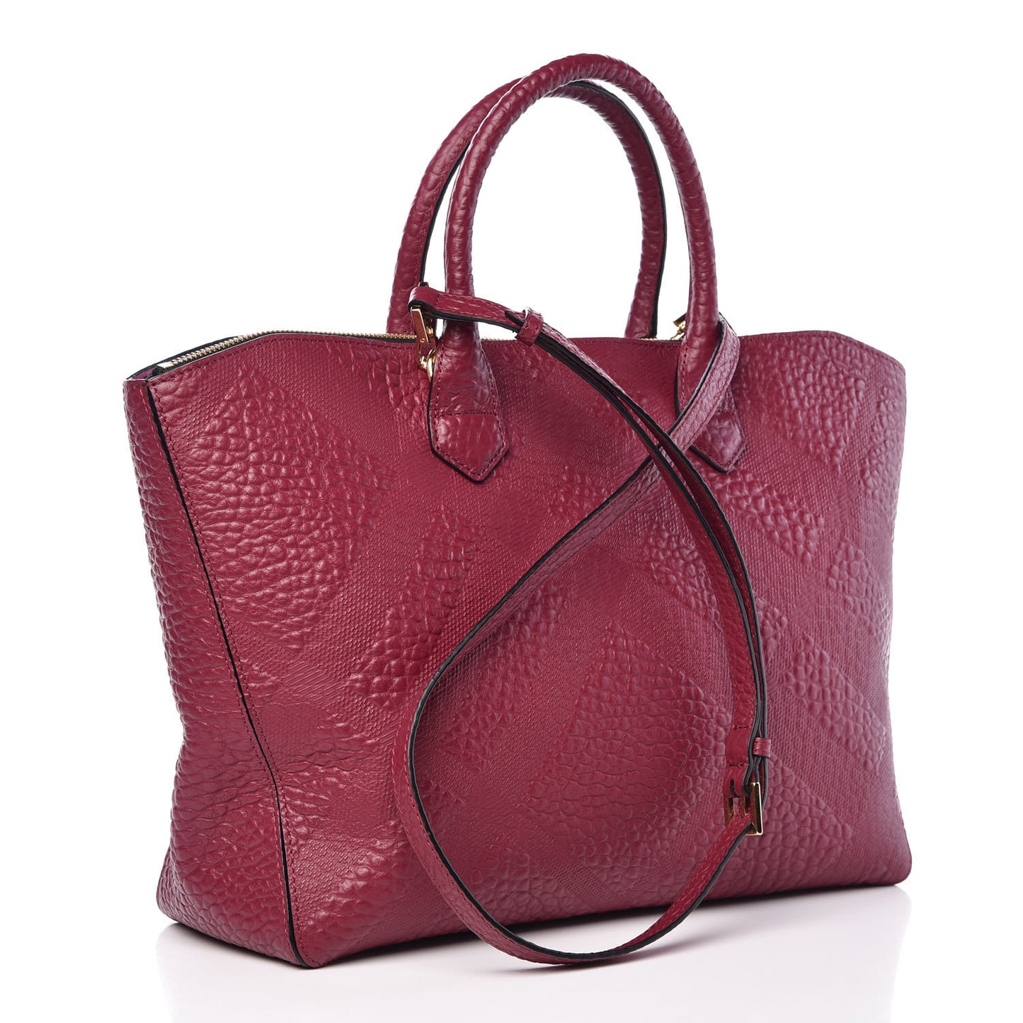 Heritage Grain Check Embossed Medium Dewsbury Tote Dark Plum