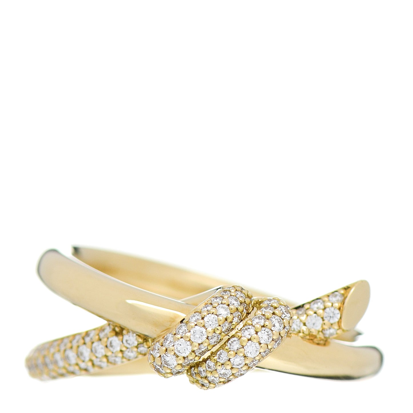 18K Yellow Gold Diamond Knot Double Row Ring 54 7