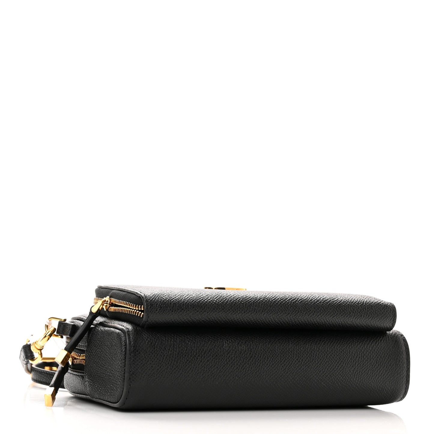 Grained Calfskin Caro Double Pouch Black
