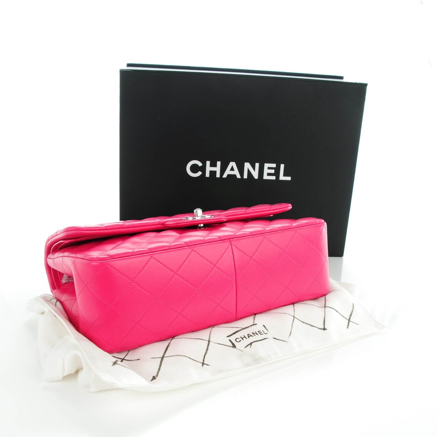 Lambskin Quilted Jumbo Double Flap Dark Pink