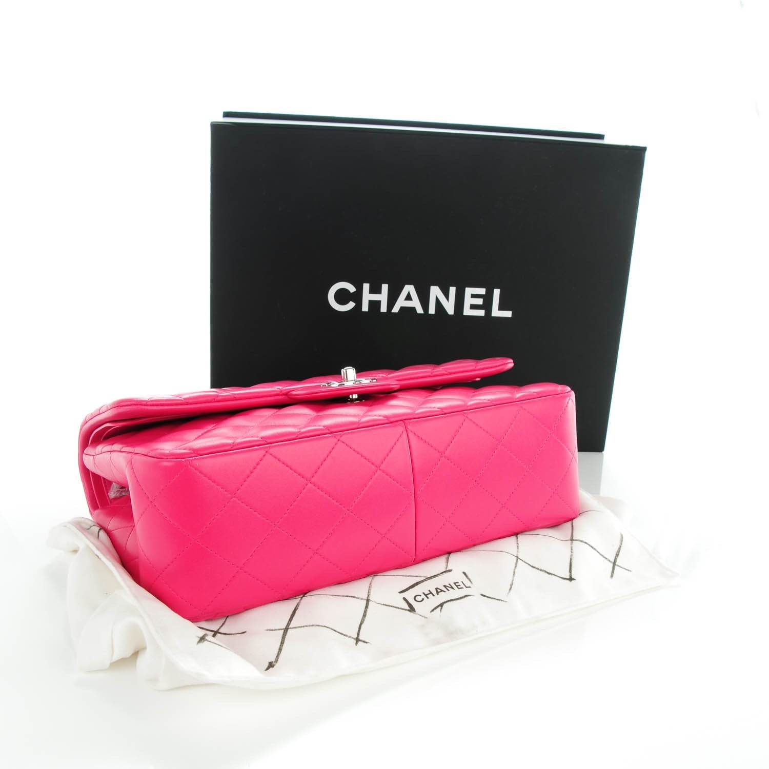 Chanel Lambskin Quilted Jumbo Double Flap Dark Pink 4 of 8