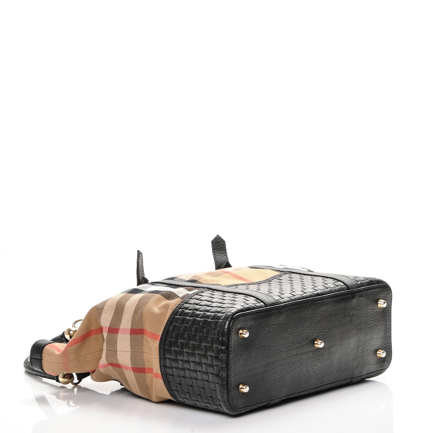Burberry Canvas House Check Woven Tote Black 4 of 7