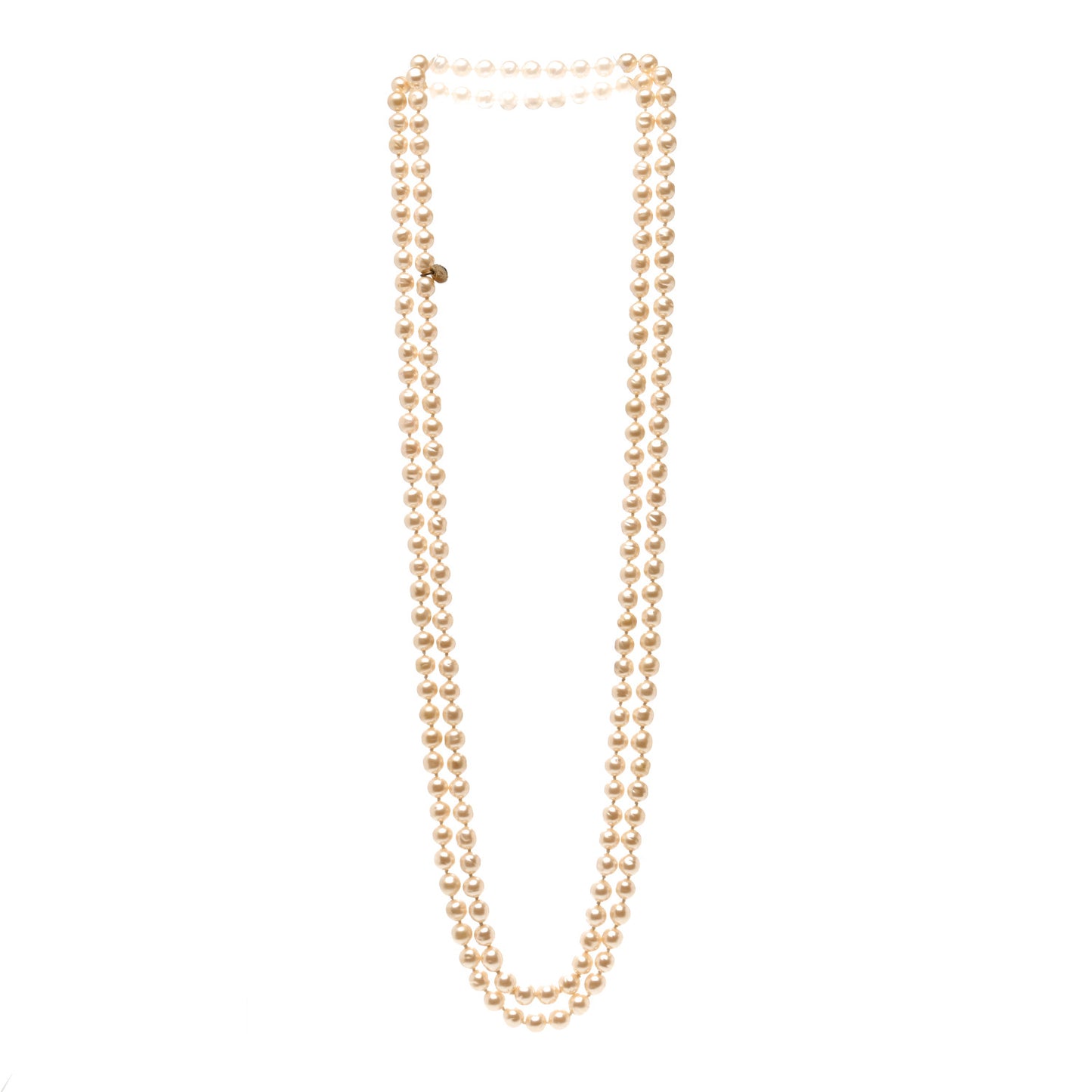 Graduated Pearl Long Necklace Gold White