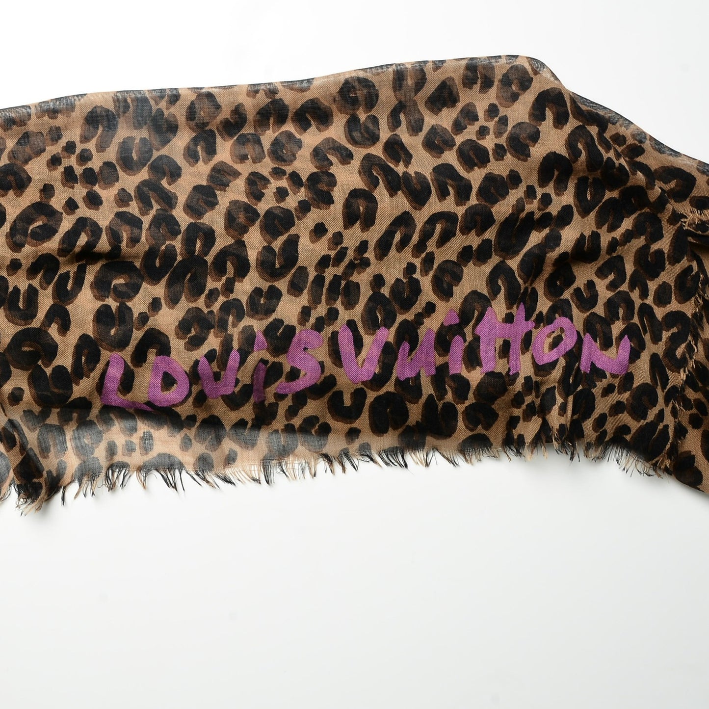 Cashmere Silk Leopard Stole Brown