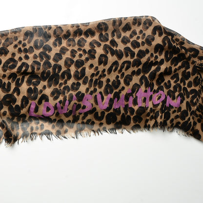 Louis Vuitton Cashmere Silk Leopard Stole Brown 3 of 5