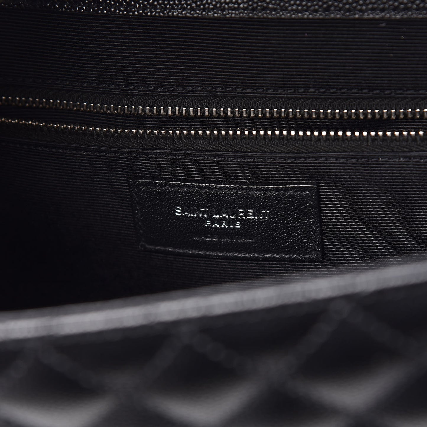 Grain De Poudre Textured Mixed Matelasse Large Triquilt Monogram Satchel Black